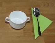 Suppentasse mit L�ffel Geschirrsp�lmobil Boehler